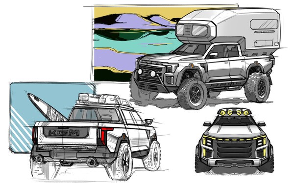 KG모빌리티 무쏘 라인업 스케치