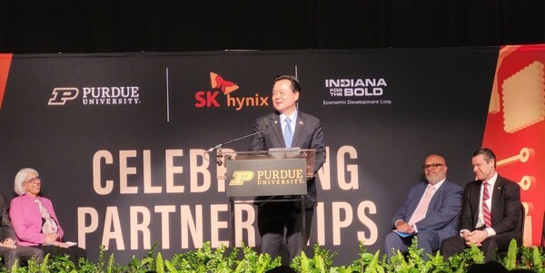 SK하이닉스 미국 투자계획 발표행사 참석한 주미대사. / 사진=연합뉴스