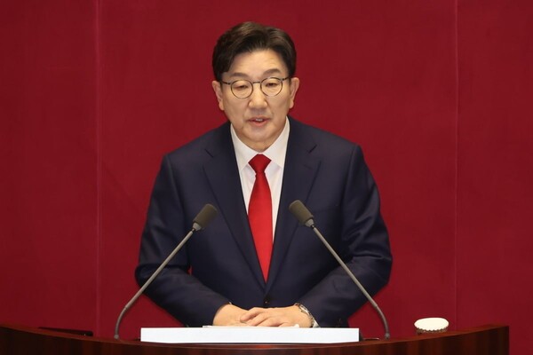 권성동 국민의힘 원내대표가 11일 국회 본회의에서 교섭단체 대표연설을 하고 있다. / 사진=연합뉴스