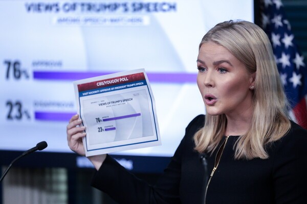 캐롤라인 리빗 백악관 대변인은 5일(현지시간) 백악관 정례브리핑에서 USMCA을 통해 들어오는 자동차에 대해 한 달간 관세를 면제해 주기로 했다고 밝혔다./사진=EPA연합뉴스