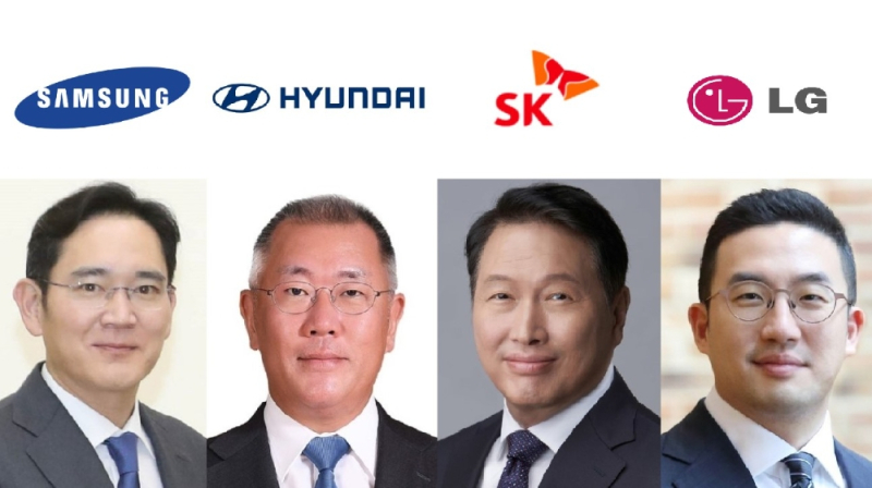 왼쪽부터 이재용 삼성전자 부회장, 정의선 현대차그룹 회장, 최태원 SK그룹 회장, 구광모 LG그룹 회장 