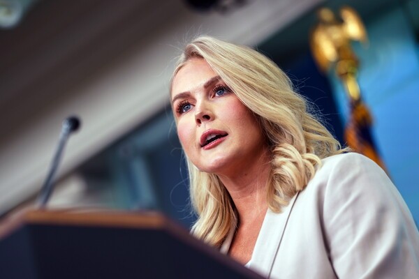 캐롤라이나 레빗 백악관 대변인이 정례브리핑을 하고 있다./사진=연합뉴스