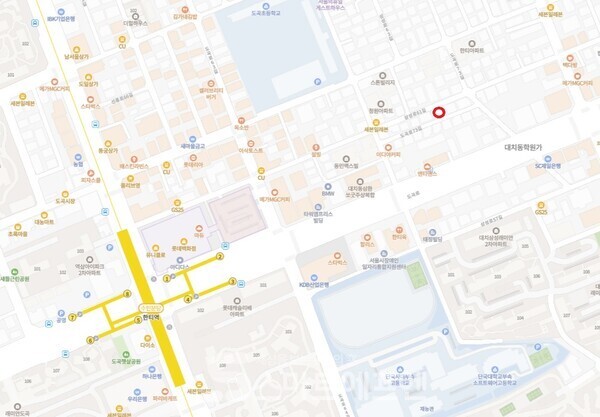 가수 장범준이 2014년 어머니와 함께 매입한 강남 대치동 건물 위치.  /사진=네이버 지도 