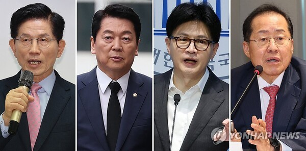 국민의힘 대선 후보 경선 첫번째 컷오프를 통과한 김문수·안철수·한동훈·홍준표 후보(가나다순-왼쪽부터)./사진=연합뉴스