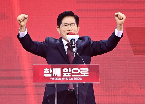 제21대 대통령 선거 국민의힘 최종 후보가 된 김문수. /사진=연합