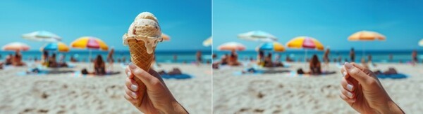 원본 사진(왼쪽)과 갤럭시 AI 생성형 편집 적용 사진(오른쪽)