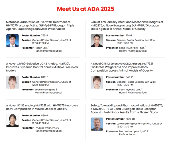 한미약품이 ADA 2025에서 발표하는 주요 연구 포스터 초록 소개 /사진=한미약품