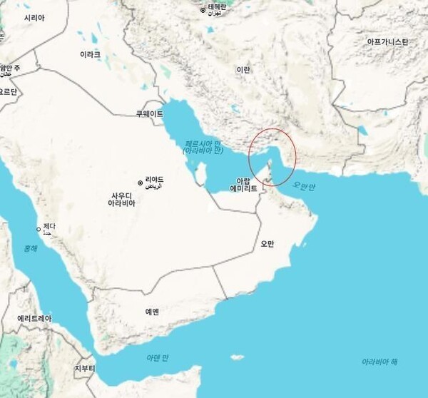 호르무즈 해협. /사진=구글맵