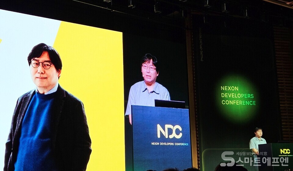 박용현 넥슨게임즈 대표가 NDC25에서 기조연설을 하고 있다. /사진=양대규 기자