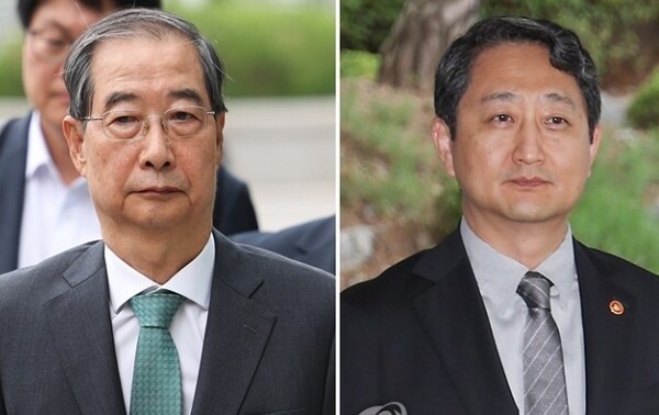 한덕수 전 국무총리(왼쪽), 안덕근 산업통상자원부 장관이 내란특검에 출석하고 있다. / 사진=연합뉴스