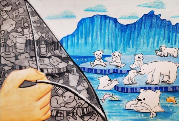 세븐일레븐이 주최한 '제32회 어린이 환경 미술대회' 대상 수상작의 모습./사진=세븐일레븐