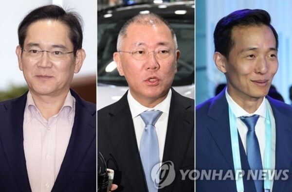 이재용 삼성전자 회장·정의선 현대차그룹 회장·김동관 한화그룹 부회장 /사진=연합