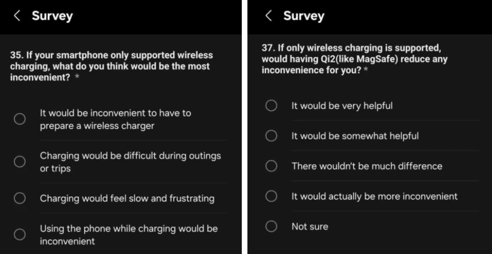 삼성 멤버스에서 최근 진행된 무선충전 관련 설문조사 / 이미지=삼성 멤버스 캡처