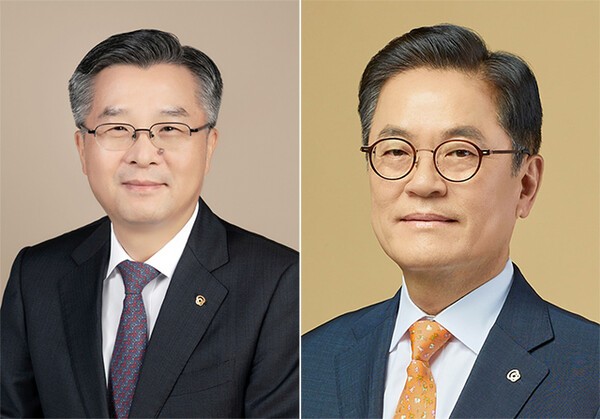 한화생명 권혁웅(왼쪽)ㆍ이경근 신임 대표이사. /사진=한화생명 