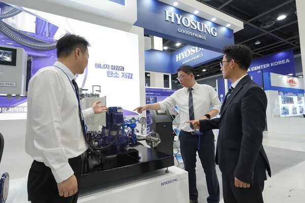 효성굿스프링스가 13~ 14일 서울 양재동 aT센터에서 열린 '2025 데이터센터 코리아' 에 참가해 데이터센터 관련 펌프 등 설비를 소개했다. /사진=효성굿스프링스