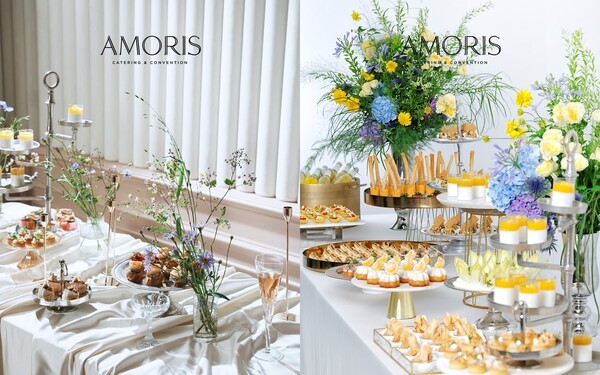 리뉴얼된 아모리스 케이터링 메뉴와 연출./사진=아워홈
