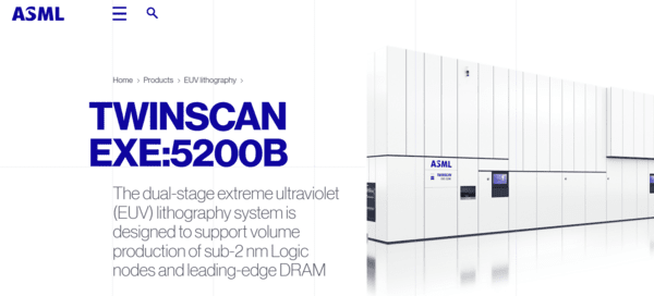 ASML의 '트윈스캔 EXE:5200B' /이미지=ASML 홈페이지 캡처