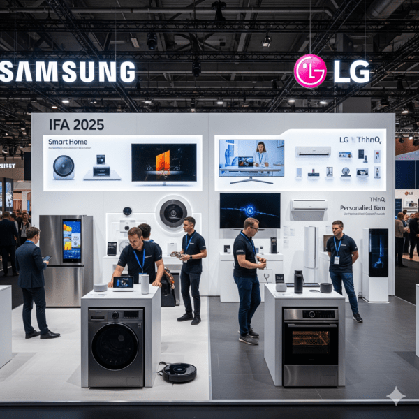삼성전자와 LG전자가 IFA 2025에 참석해 각자의 스마트홈 솔루션을 공개했다. /사진=구글 제미나이 생성