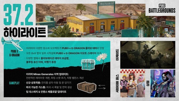 배틀그라운드와 배틀그라운드 모바일이 글로벌 아티스트 G-DRAGON과 협업 콘텐츠로 업데이트했다.