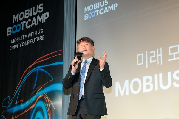 현대모비스 이규석 사장이 22일 개최된 ‘모비우스 부트캠프 1기’ 발대식에서 인사말을 하고 있다. / 사진=현대모비스