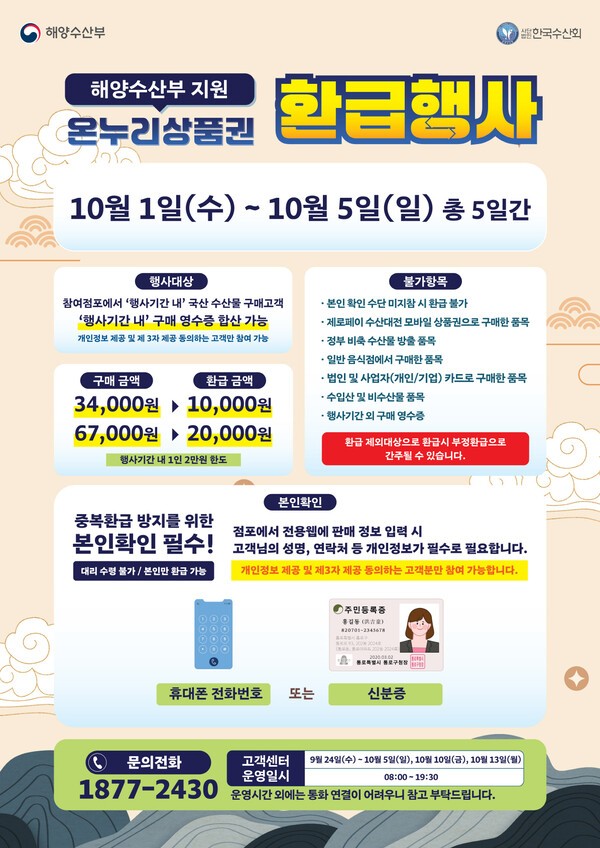 해수부 온누리상품권 전통시장 환급행사 포스터. /사진=광주시