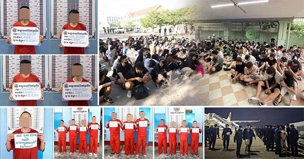 캄보디아 온라인사기 대응위원회가 공개한 체포된 온라인 사기 범죄자들./사진=크메르타임스·연합뉴스
