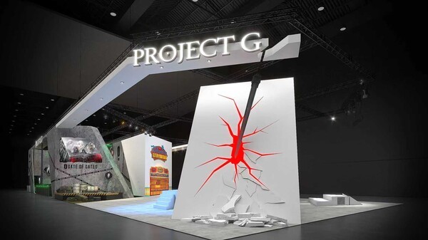 뮤IP 신작 ‘PROJECT G(가제)’ 테마로 꾸며진 지스타 2025 웹젠 부스. /이미지=웹젠