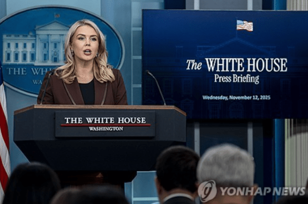캐롤라인 레빗 백악관 대변인이 12일(현지시간) 백악관에서 브리핑을 하고 있다./사진=연합뉴스