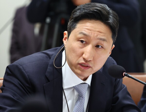 정기선 HD현대 회장이 16일 용산 대통령실에서 열린 한미 관세협상 후속 민관 합동회의에서 발언하고 있다. /사진=연합